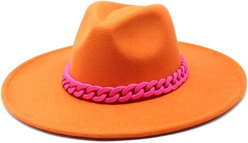 White Classic Fedora Hat with Pink Braided Band, Wide Brim Sun Protection, Casual Wear in Saudi Arabia