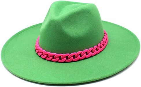 White Classic Fedora Hat with Pink Braided Band, Wide Brim Sun Protection, Casual Wear in Saudi Arabia