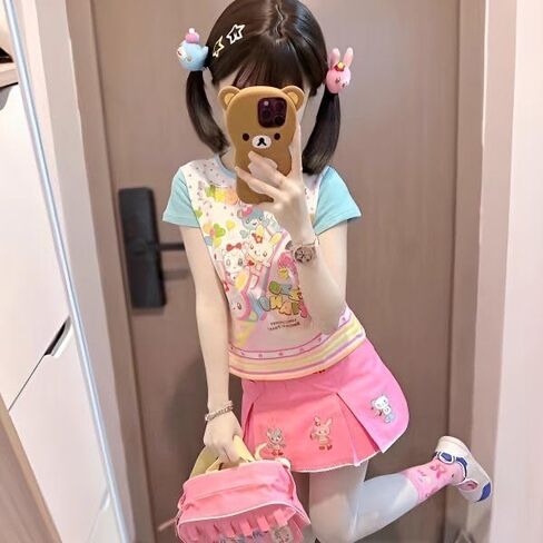 Y2k Woman T Shirts Crop Tops Women's Clothing O-Neck Short Sleeve Tees Anime Print Tshirt Camisetas in Saudi Arabia