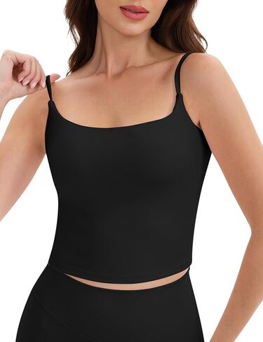 Spaghetti Strap Workout Tank Tops for Women Scoop Neck Women Sports Bras Yoga Camisole Strappy Tank Tops Built in Bra in Saudi Arabia