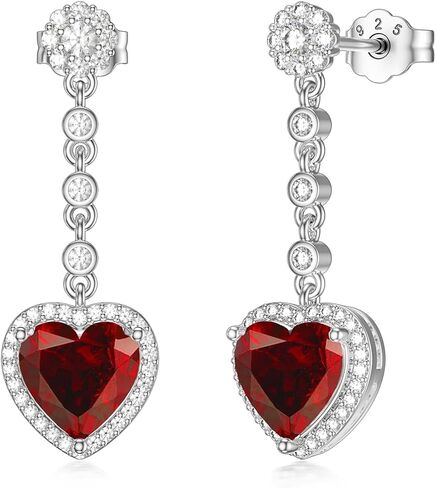 2CT Gemstone Earrings for Women 8mm Heart Cut Birthstone Drop Earrings for Gifts in Saudi Arabia