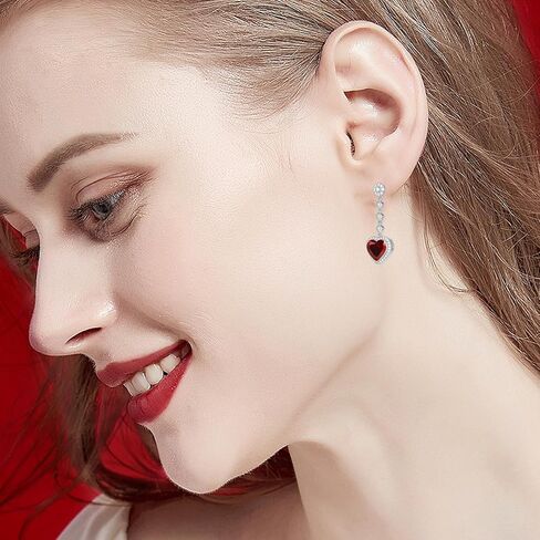 2CT Gemstone Earrings for Women 8mm Heart Cut Birthstone Drop Earrings for Gifts in Saudi Arabia