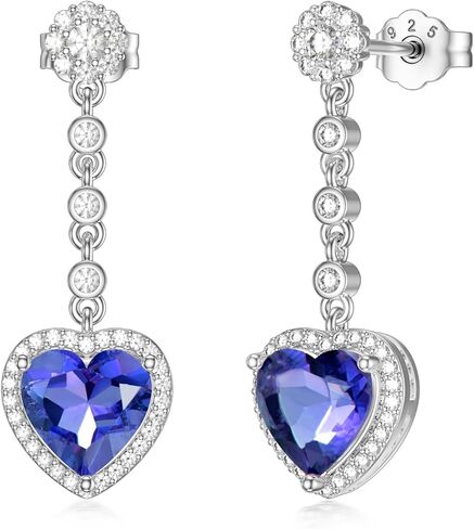 2CT Gemstone Earrings for Women 8mm Heart Cut Birthstone Drop Earrings for Gifts in Saudi Arabia