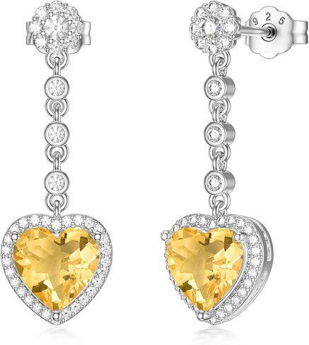 2CT Gemstone Earrings for Women 8mm Heart Cut Birthstone Drop Earrings for Gifts in Saudi Arabia