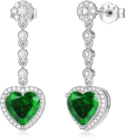 2CT Gemstone Earrings for Women 8mm Heart Cut Birthstone Drop Earrings for Gifts in Saudi Arabia