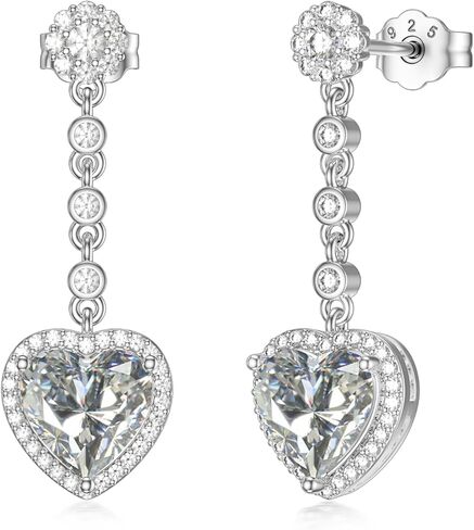 2CT Gemstone Earrings for Women 8mm Heart Cut Birthstone Drop Earrings for Gifts in Saudi Arabia