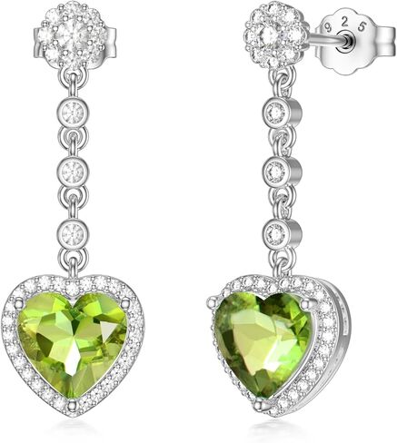 2CT Gemstone Earrings for Women 8mm Heart Cut Birthstone Drop Earrings for Gifts in Saudi Arabia