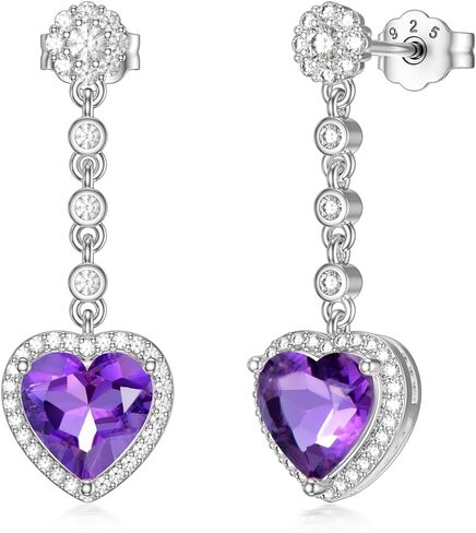 2CT Gemstone Earrings for Women 8mm Heart Cut Birthstone Drop Earrings for Gifts in Saudi Arabia