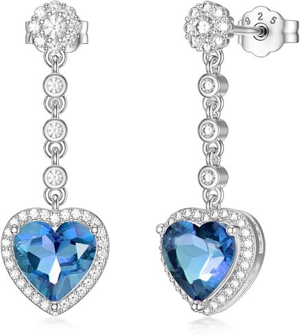 2CT Gemstone Earrings for Women 8mm Heart Cut Birthstone Drop Earrings for Gifts in Saudi Arabia