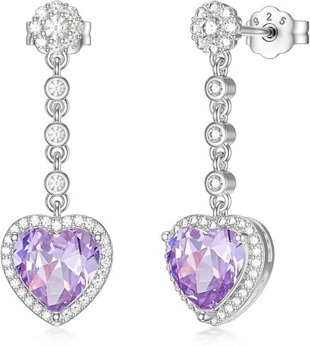 2CT Gemstone Earrings for Women 8mm Heart Cut Birthstone Drop Earrings for Gifts in Kuwait