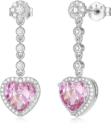 2CT Gemstone Earrings for Women 8mm Heart Cut Birthstone Drop Earrings for Gifts in Saudi Arabia