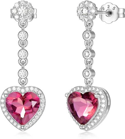 2CT Gemstone Earrings for Women 8mm Heart Cut Birthstone Drop Earrings for Gifts in Saudi Arabia