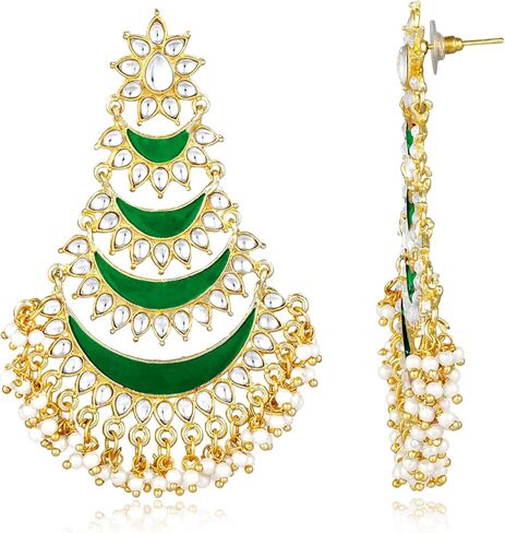 Aheli التقليدية Chandbali تتدلى القرط العرقية احتفالي الهندي مجوهرات الزفاف بوليوود هدية للنساء in Saudi Arabia
