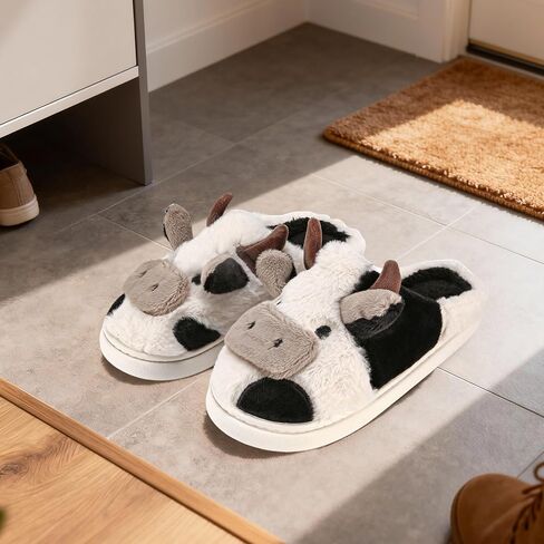 Cow Slippers for Women and Men, Fluffy Cute Cozy Cartoon Fuzzy Cow House Slipper Womens Milky Cows Animal Preppy Funny Kawaii Pillow Cloud Fall Winter Bedroom Home Shoes for Indoor and Outdoor in Saudi Arabia