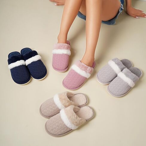 Cozy Slippers for Women Men Knit Warm Couple Plush House Shoes in Saudi Arabia