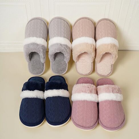 Cozy Slippers for Women Men Knit Warm Couple Plush House Shoes in Saudi Arabia