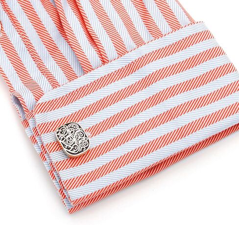 Vintage Floral Patterns Cufflinks for Men Women In Gift Box Classic Silver Men's Cuff Links Jewelry Set for Wedding Party Daily Office Business Events Tuxedo Dress in Saudi Arabia