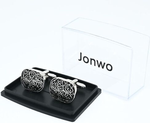 Vintage Floral Patterns Cufflinks for Men Women In Gift Box Classic Silver Men's Cuff Links Jewelry Set for Wedding Party Daily Office Business Events Tuxedo Dress in Saudi Arabia