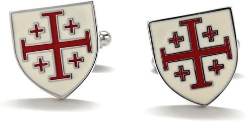 Jerusalem Cross Cufflinks – Red Crusader Shield Christian Jewelry – Catholic Religious Gift for Men, Handmade Church Wedding Accessories in Saudi Arabia