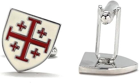 Jerusalem Cross Cufflinks – Red Crusader Shield Christian Jewelry – Catholic Religious Gift for Men, Handmade Church Wedding Accessories in Saudi Arabia