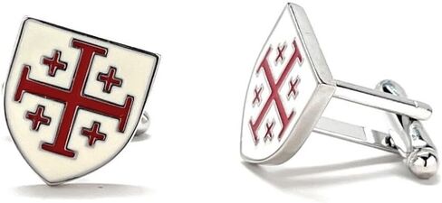 Jerusalem Cross Cufflinks – Red Crusader Shield Christian Jewelry – Catholic Religious Gift for Men, Handmade Church Wedding Accessories in Saudi Arabia