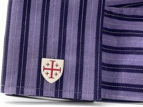 Jerusalem Cross Cufflinks – Red Crusader Shield Christian Jewelry – Catholic Religious Gift for Men, Handmade Church Wedding Accessories in Saudi Arabia