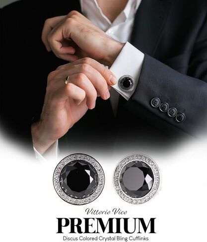 Discus Colored Crystal Bling Cuff Links in Saudi Arabia