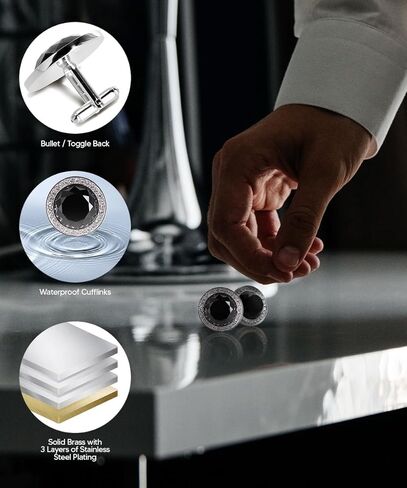 Discus Colored Crystal Bling Cuff Links in Saudi Arabia