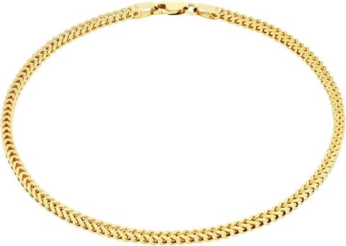 Nuragold 14k Real Yellow Gold Franco Square 1.5mm Box Chain Wheat Chain Bracelet or Anklet (7"-9") Dainty Italian Jewelry for Men & Women in Saudi Arabia