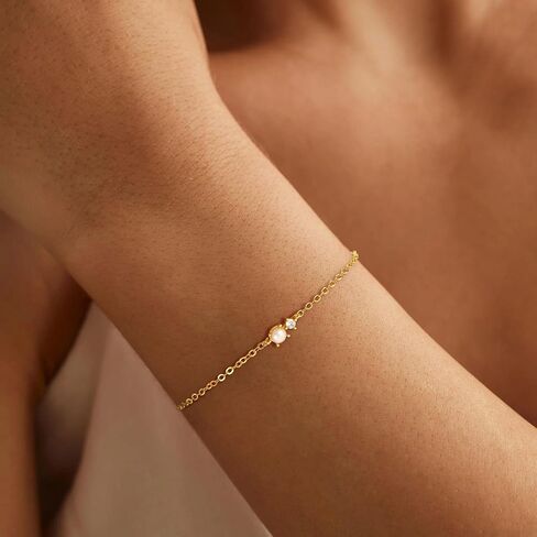 Pearl Bracelets for Women - 14K Gold Plated Bracelets Cute Pearl Jewelry as Wedding Bridesmaid Gifts, Beach Summer Prom Jewelry Birthday Accessories in Saudi Arabia