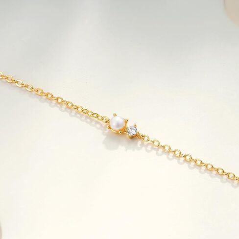 Pearl Bracelets for Women - 14K Gold Plated Bracelets Cute Pearl Jewelry as Wedding Bridesmaid Gifts, Beach Summer Prom Jewelry Birthday Accessories in Saudi Arabia