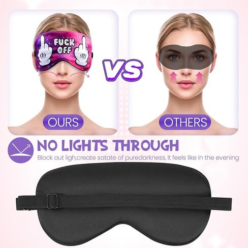 قناع عين للنوم مضحك مبتكر يحجب الضوء، قناع عين حريري ناعم ومريح للرجال والنساء، غطاء العين يساعد على راحة الغمامة، بليندر العين للسفر/النوم/العمل المناوب (اللعنة + دونات) in Kuwait