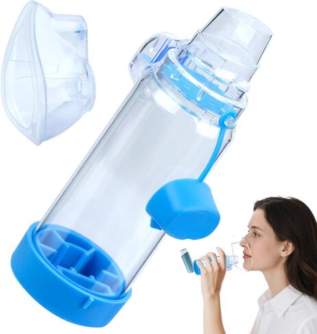 Inhaler Spacer for Adults Nessi OTC Spacer, FSA HSA Eligible, Spacer for Inhaler with Liquid Silicone Mask (Blue/Adult) in Saudi Arabia