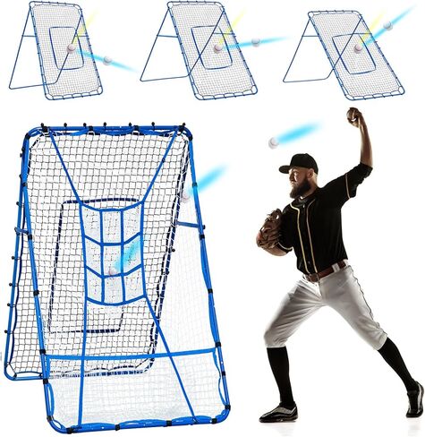 6x4FT Baseball Rebounder Net, Baseball Rebounder Pitchback Net with 2 x 6-Angle Quick Adjustments, Easy Quick Setup,Ideal for Volleyball Softball Lacrosse Soccer and Sport Training in Kuwait
