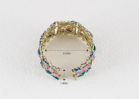 Alilang Women Gold Hollow Vintage Floral Crystal Rhinestone Enamel Flower Garden Bracelet Bangle Cuff in Saudi Arabia