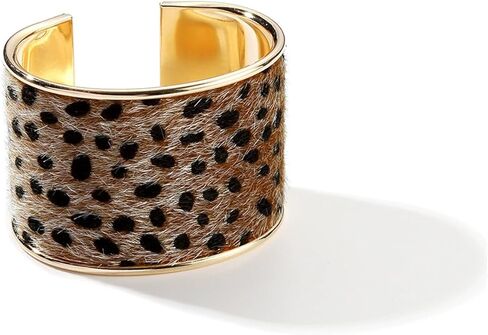 KIFEDSLJ Leopard Print Open Cuff Bracelet Animal Print Zebra Cuff Bangle Bracelets Wide Geometric Wrap Bracelet for Women in Saudi Arabia