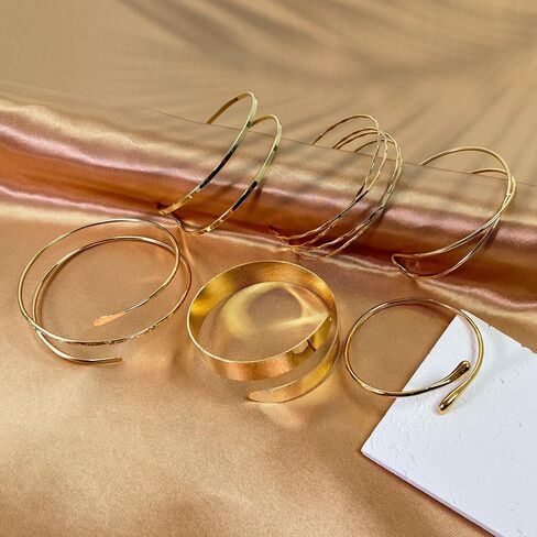 Minimalist Coil Arm Cuff Bangle for women Adjustable Arm Cuffs Upper Arm Bracelet Open Armlet Armband Set Jewelry in Saudi Arabia