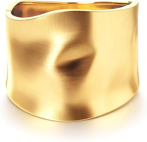 أساور الكفة الذهبية للنساء أساور مكتنزة واسعة سميكة ملتوية متمحور سوار العصرية غير النظامية بيان افتتاح سوار الحد الأدنى الإسورة مجوهرات هدية in Kuwait