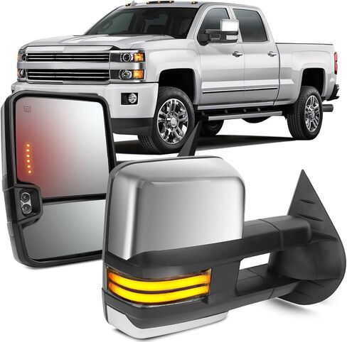 OCPTY Rearview Mirrors, Power Heated Towing Mirrors for 2014-2018 for Chevy Silverado 2014-2018 for GMC Sierra with Black Housing in Kuwait