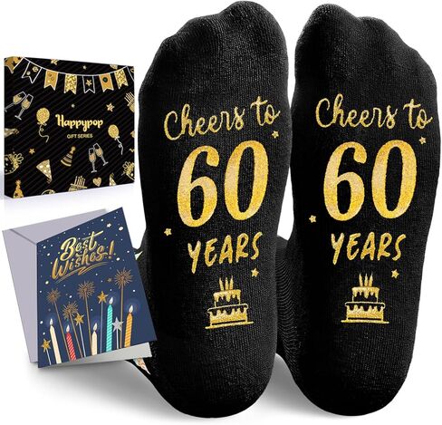 HAPPYPOP 60th Years Old Birthday Gifts for Men - Socks for 60 Year Olds, 60th Birthday Socks, Gift Ideas for 60 Year Old Man Woman in Saudi Arabia
