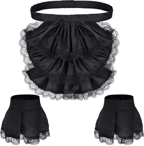 Lystaii Victorian Lace Jabot Cuffs Set Colonial Lace Ruffle Collar Cuffs Steampunk Accessory for Judge Pirate Costume Cosplay in Saudi Arabia