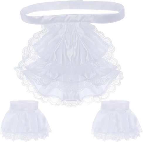 Lystaii Victorian Lace Jabot Cuffs Set Colonial Lace Ruffle Collar Cuffs Steampunk Accessory for Judge Pirate Costume Cosplay in Saudi Arabia