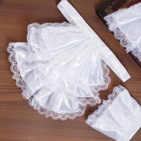 Lystaii Victorian Lace Jabot Cuffs Set Colonial Lace Ruffle Collar Cuffs Steampunk Accessory for Judge Pirate Costume Cosplay in Saudi Arabia