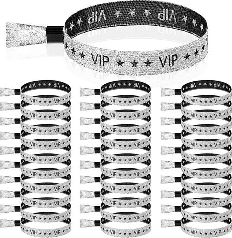 500 Pieces VIP Cloth Wristbands VIP Wristbands for Events VIP Bracelets Black and Gold Wristbands Bulk for Wedding Party Concerts Festivals Supplies 0.59 x 13.78 Inches in Saudi Arabia