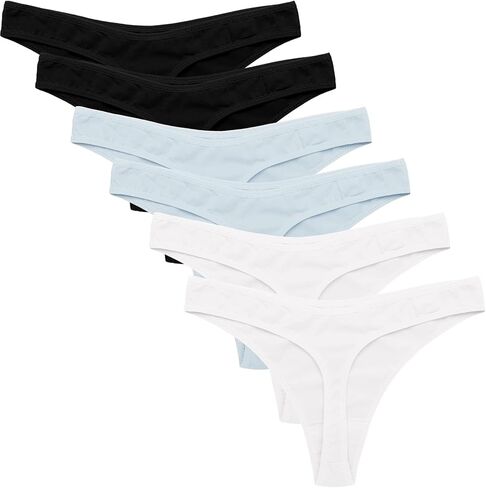 Ekouaer Womens Cotton Thongs Breathable Seamless Stretch G-String Thong 6 pack Low Wasit Plus Size Underwear in Kuwait