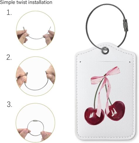 Pink Cherry Luggage Tags for Suitcases,Preppy 2 Pack Baggage Tag Label with Steel Loop,Teen Girl Gifts,Handbag School Bag Backpack Traveling Accessories in Saudi Arabia