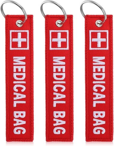 3 Pcs Medical Alert Bag Tag for Suitcases Double-Sided Equipment Luggage Tag Travel Red Bags Keychain Luggages Accessories Travel Bag Tags Keychains Personalized Keychain for Luggages Purse Backpacks in Saudi Arabia