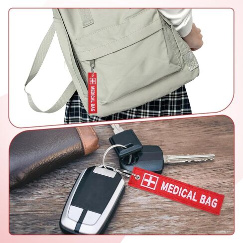 3 Pcs Medical Alert Bag Tag for Suitcases Double-Sided Equipment Luggage Tag Travel Red Bags Keychain Luggages Accessories Travel Bag Tags Keychains Personalized Keychain for Luggages Purse Backpacks in Saudi Arabia
