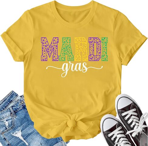 LBP Mardi Gras Shirt for Women Happy Mardi Gras Day T-Shirt Womens Fat Tuesday Party Tee Tops in Kuwait
