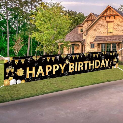 Large Happy Birthday Banner 118"x20" - Indoor & Outdoor Happy Birthday Decorations, Yard Sign for Celebrating Birthday in Saudi Arabia